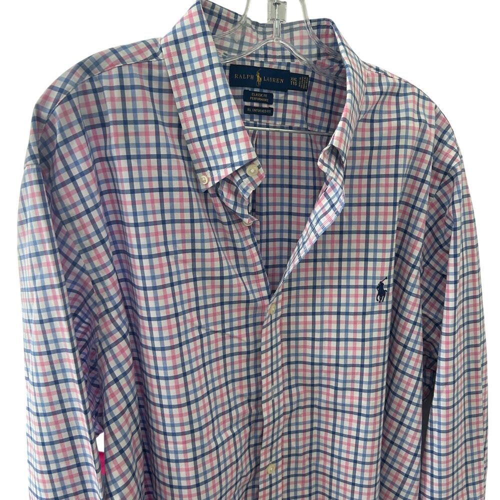 Ralph Lauren Blue, Pink, White Classic Fit Performance Button Down Mens Size XXL - Picture 2 of 4